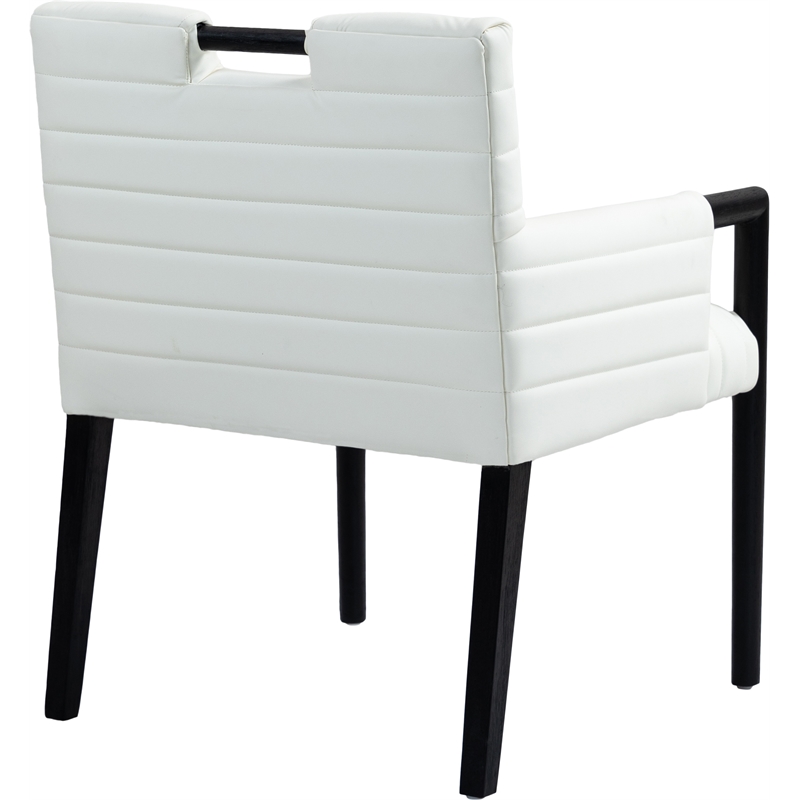 Bowery Hill Contemporary Cream Vegan Leather Dining Arm Chair
