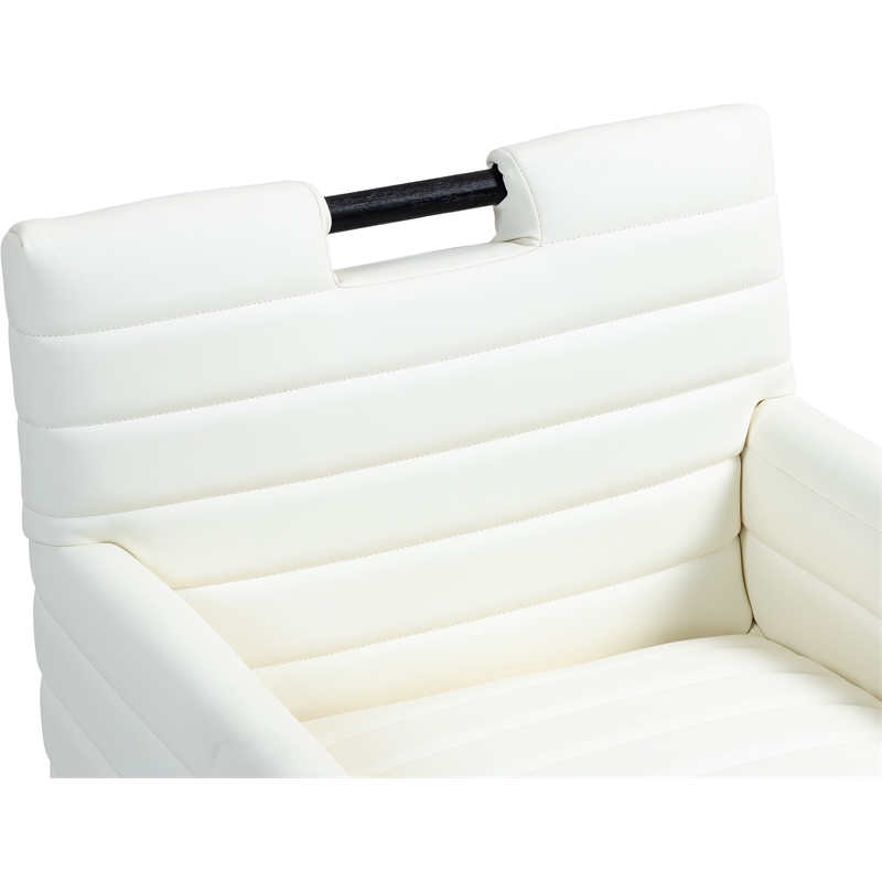 Bowery Hill Contemporary Cream Vegan Leather Dining Arm Chair