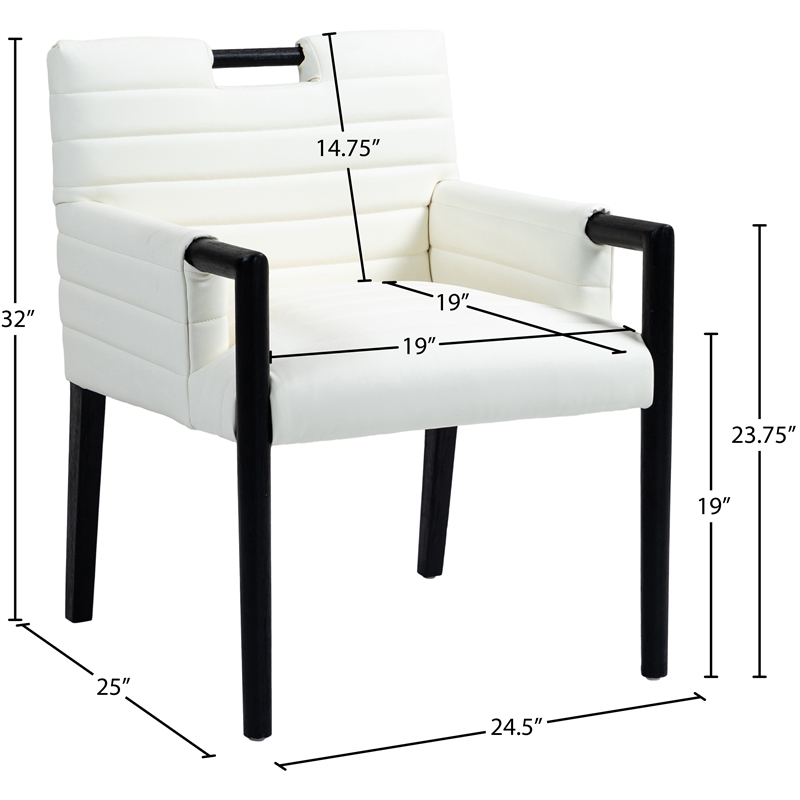 Bowery Hill Contemporary Cream Vegan Leather Dining Arm Chair