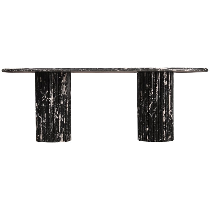 Bowery Hill Modern / Contemporary Black Marble Oval Top Dining Table