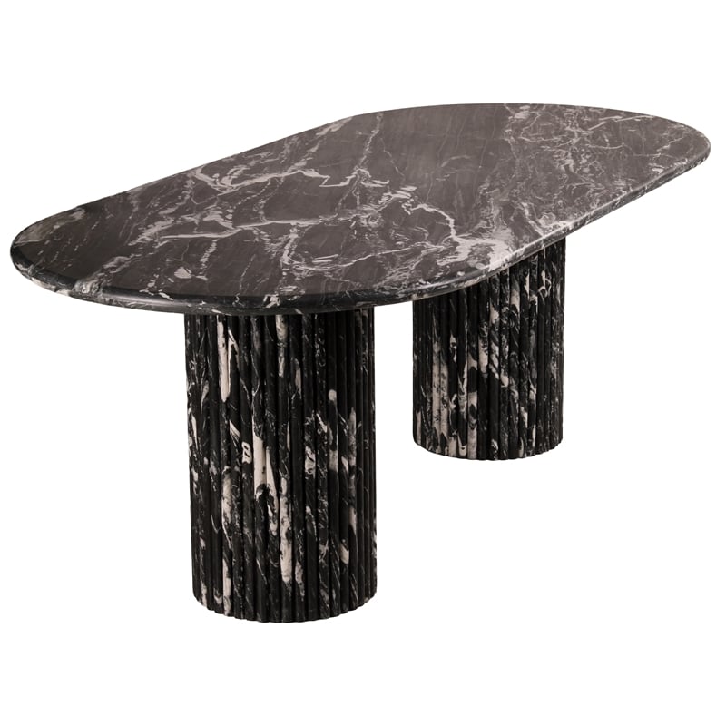 Bowery Hill Modern / Contemporary Black Marble Oval Top Dining Table