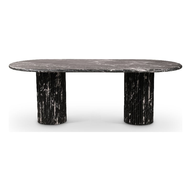 Bowery Hill Modern / Contemporary Black Marble Oval Top Dining Table