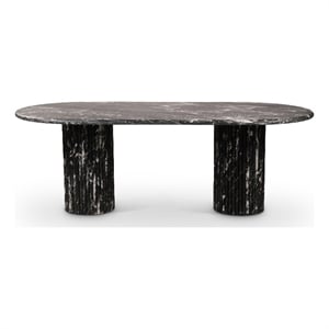Bowery Hill Modern / Contemporary Black Marble Oval Top Dining Table