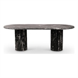 Bowery Hill Modern / Contemporary Black Marble Oval Top Dining Table