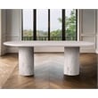 Bowery Hill Modern / Contemporary White Marble Oval Top Dining Table