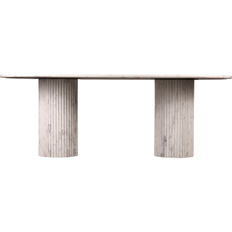 Bowery Hill Modern / Contemporary White Marble Oval Top Dining Table