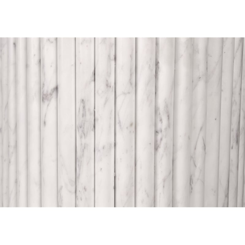 Bowery Hill Modern / Contemporary White Marble Oval Top Dining Table