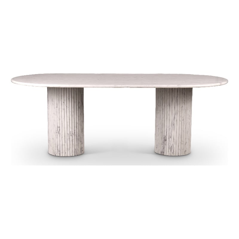 Bowery Hill Modern / Contemporary White Marble Oval Top Dining Table
