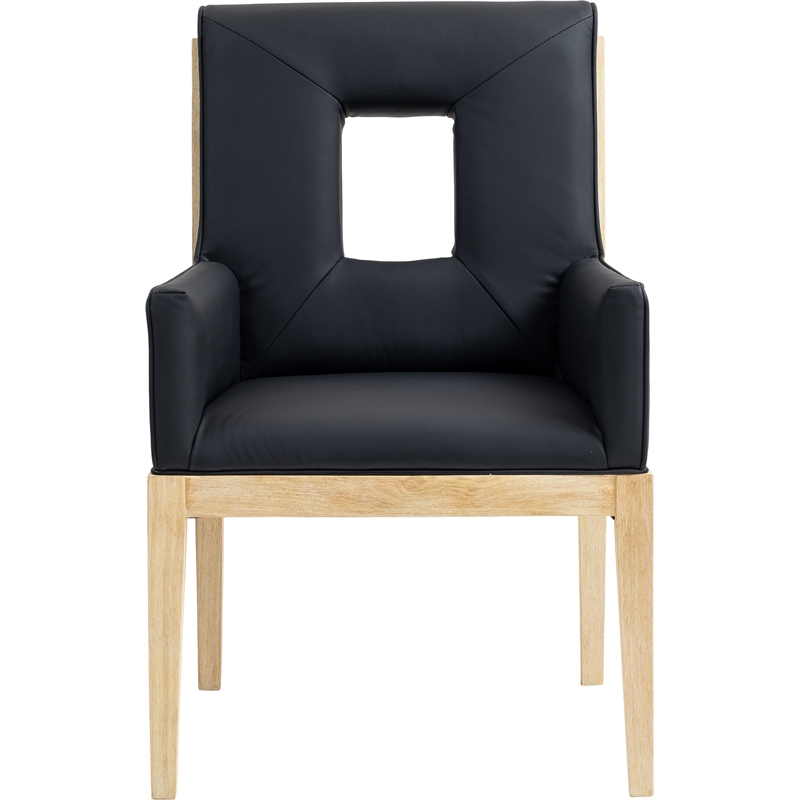Bowery Hill Contemporary Black Vegan Leather Dining Arm Chair