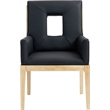 Bowery Hill Contemporary Black Vegan Leather Dining Arm Chair