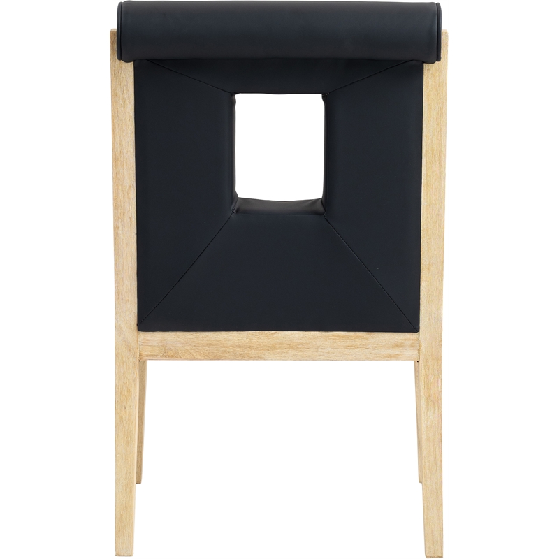 Bowery Hill Contemporary Black Vegan Leather Dining Arm Chair
