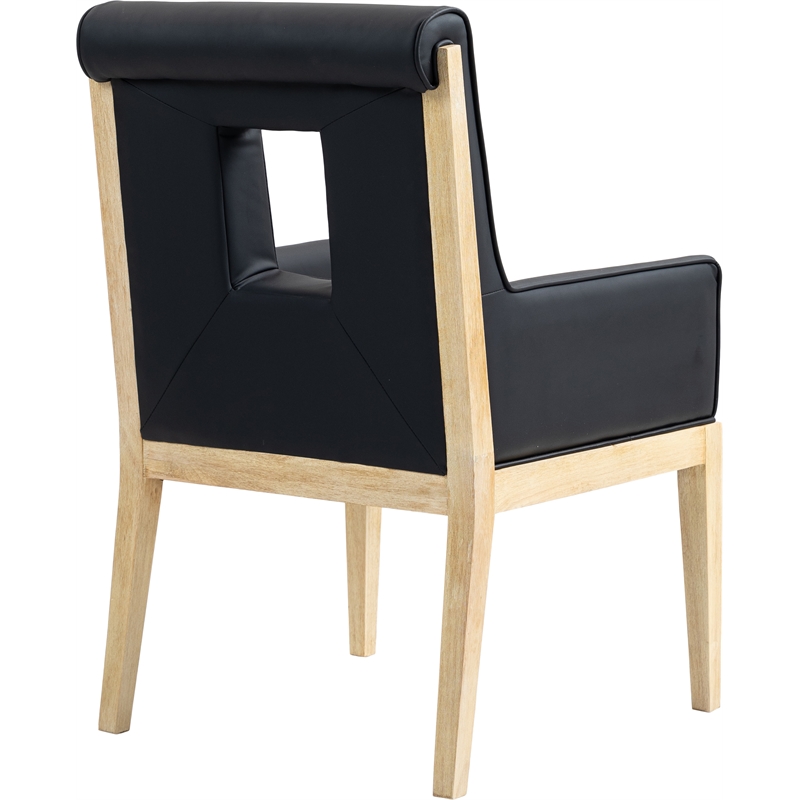 Bowery Hill Contemporary Black Vegan Leather Dining Arm Chair