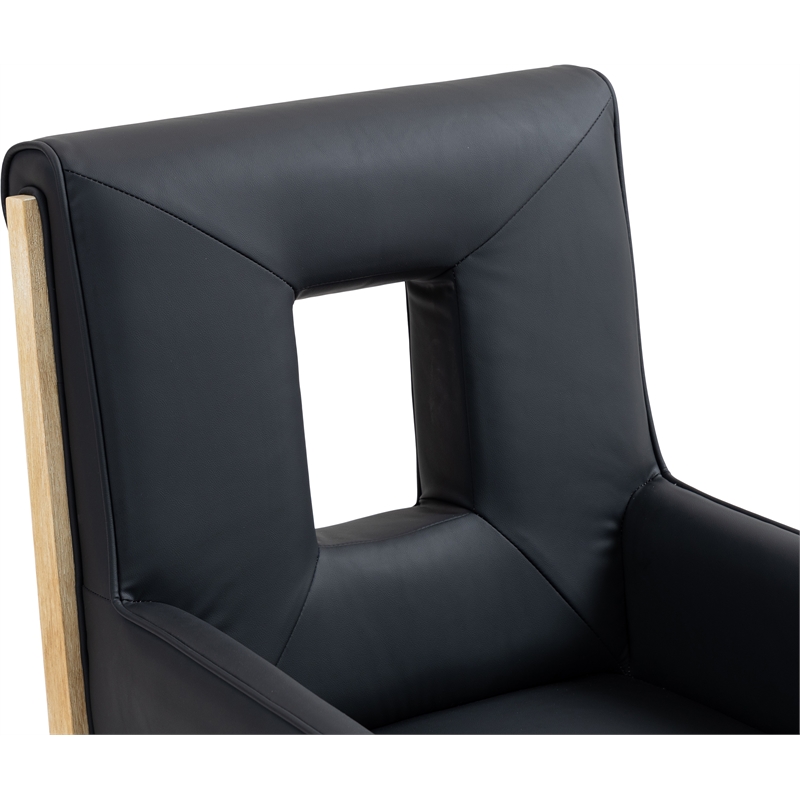 Bowery Hill Contemporary Black Vegan Leather Dining Arm Chair