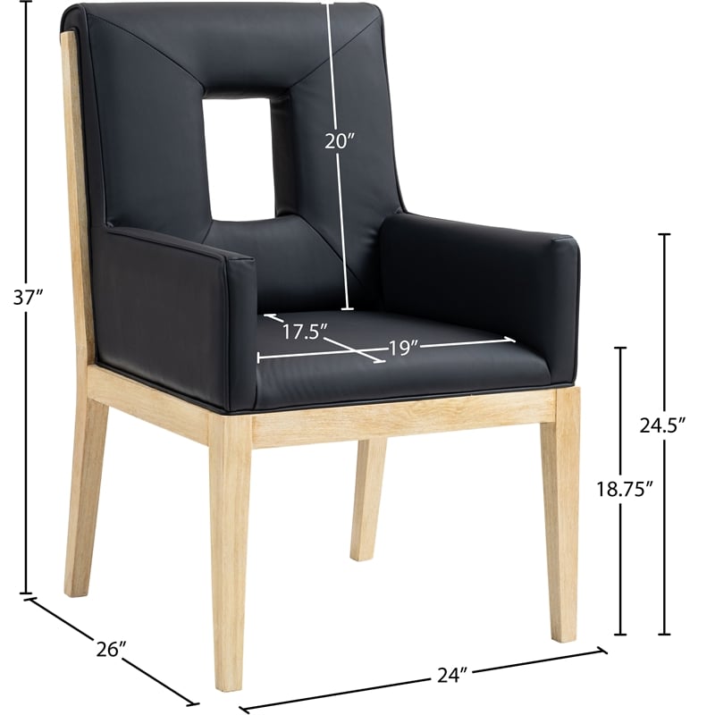 Bowery Hill Contemporary Black Vegan Leather Dining Arm Chair