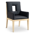 Bowery Hill Contemporary Black Vegan Leather Dining Arm Chair