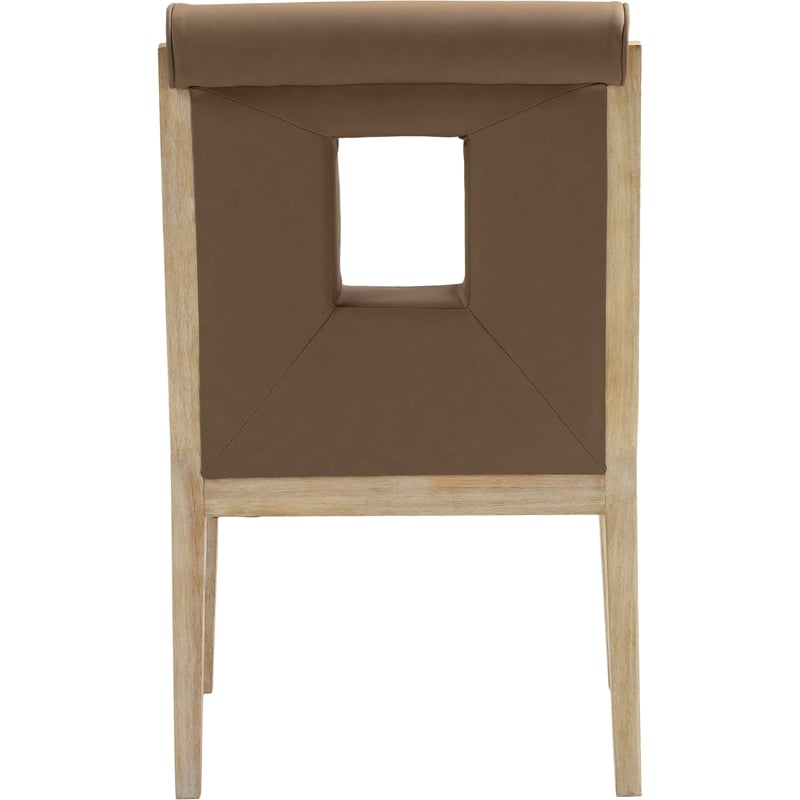 Bowery Hill Contemporary Brown Vegan Leather Dining Arm Chair
