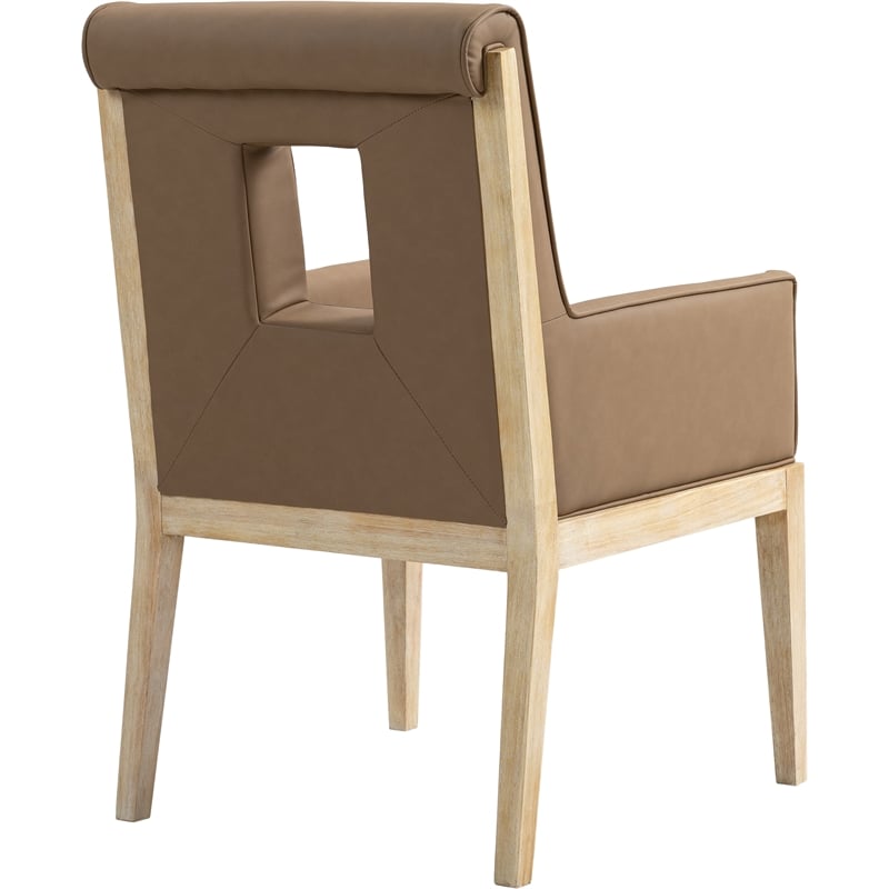 Bowery Hill Contemporary Brown Vegan Leather Dining Arm Chair
