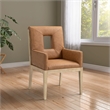 Bowery Hill Contemporary Cognac Vegan Leather Dining Arm Chair
