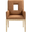 Bowery Hill Contemporary Cognac Vegan Leather Dining Arm Chair