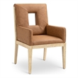 Bowery Hill Contemporary Cognac Vegan Leather Dining Arm Chair