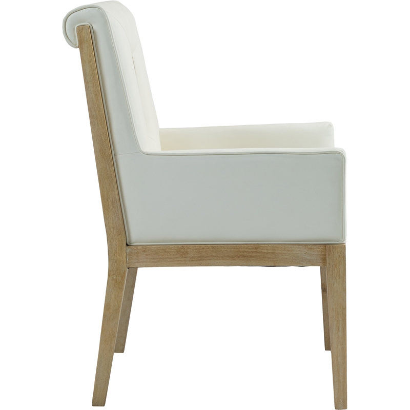 Bowery Hill Contemporary Cream Vegan Leather Dining Arm Chair