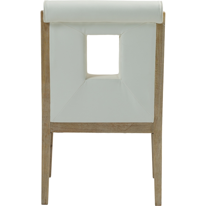 Bowery Hill Contemporary Cream Vegan Leather Dining Arm Chair
