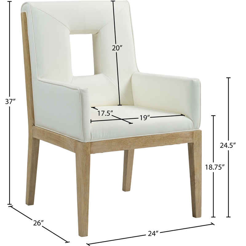 Bowery Hill Contemporary Cream Vegan Leather Dining Arm Chair