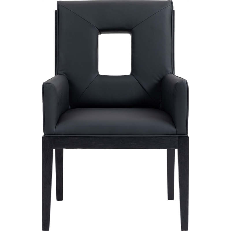Bowery Hill Contemporary Black Vegan Leather Dining Arm Chair