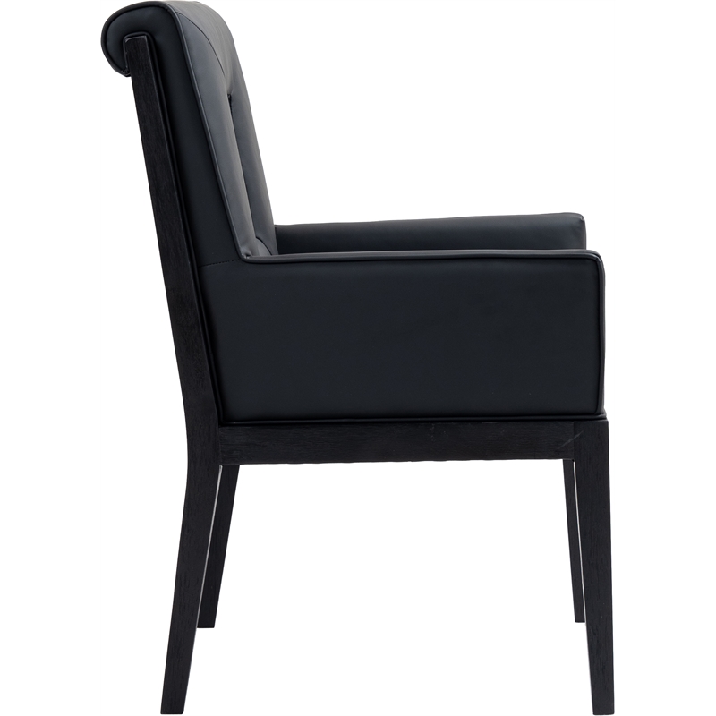 Bowery Hill Contemporary Black Vegan Leather Dining Arm Chair