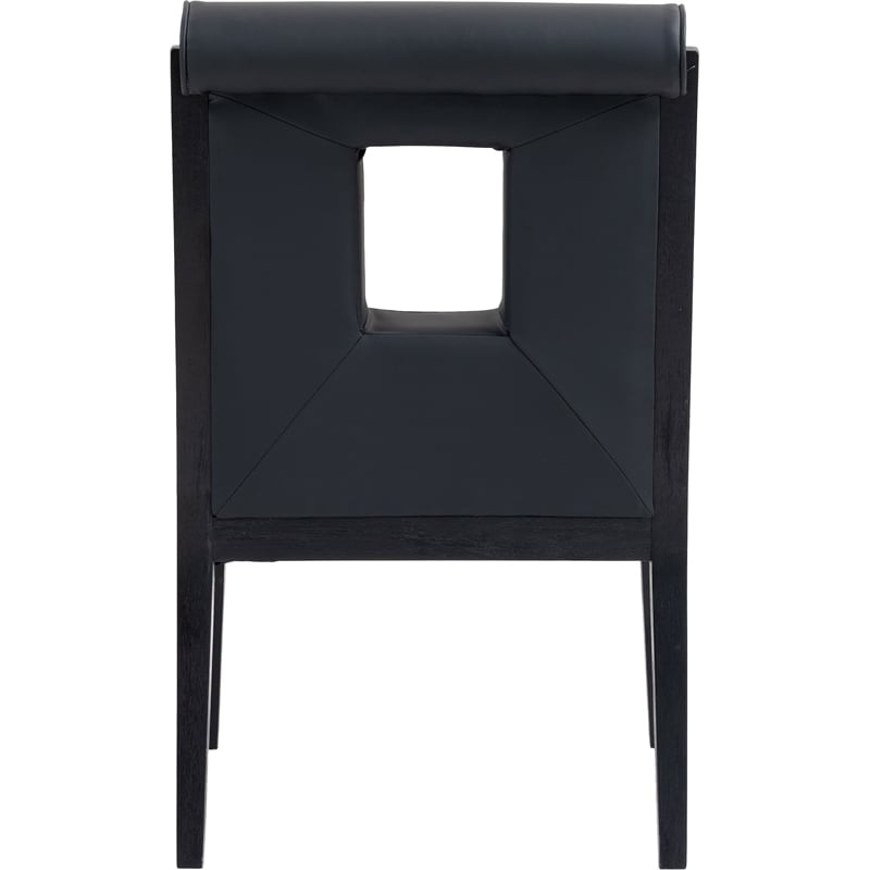 Bowery Hill Contemporary Black Vegan Leather Dining Arm Chair