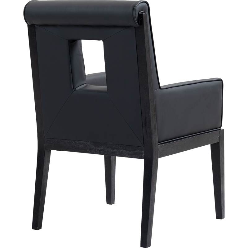 Bowery Hill Contemporary Black Vegan Leather Dining Arm Chair
