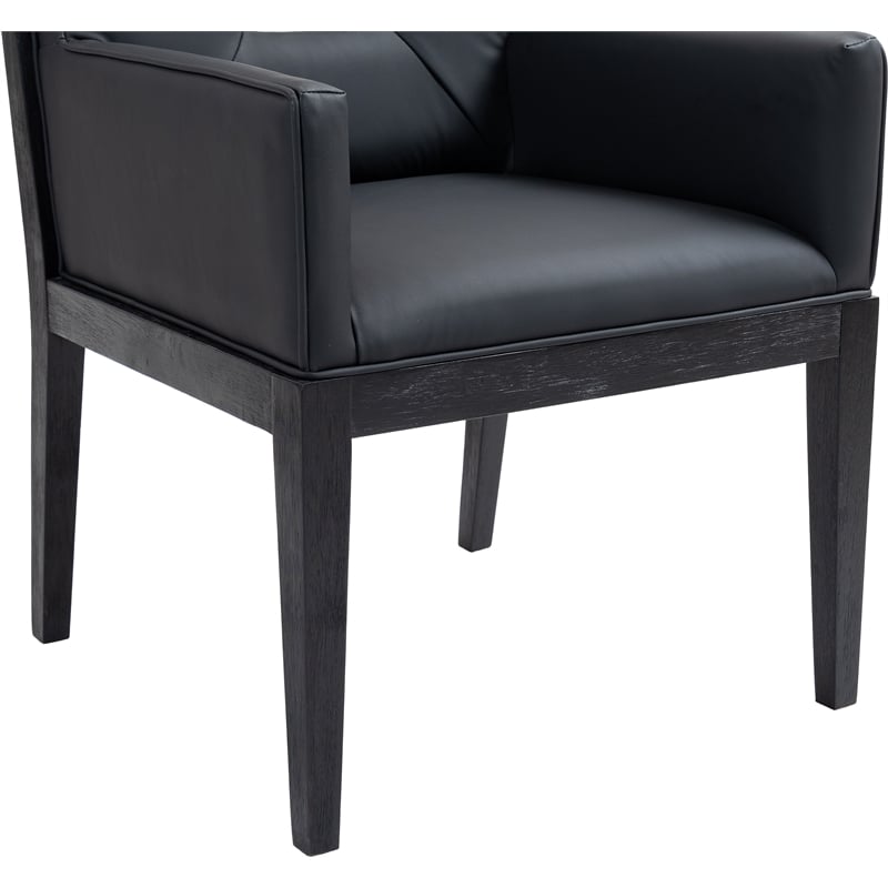 Bowery Hill Contemporary Black Vegan Leather Dining Arm Chair