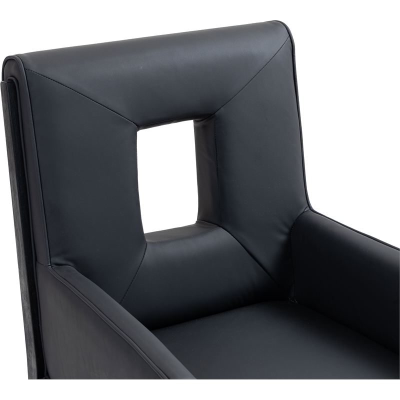 Bowery Hill Contemporary Black Vegan Leather Dining Arm Chair