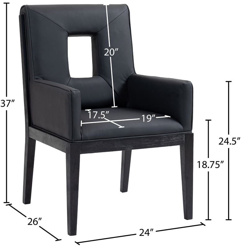 Bowery Hill Contemporary Black Vegan Leather Dining Arm Chair