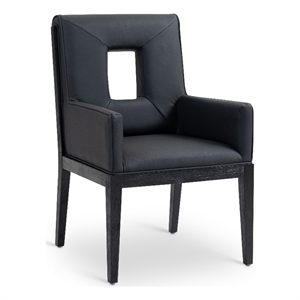 Bowery Hill Contemporary Black Vegan Leather Dining Arm Chair
