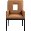 Bowery Hill Contemporary Cognac Vegan Leather Dining Arm Chair