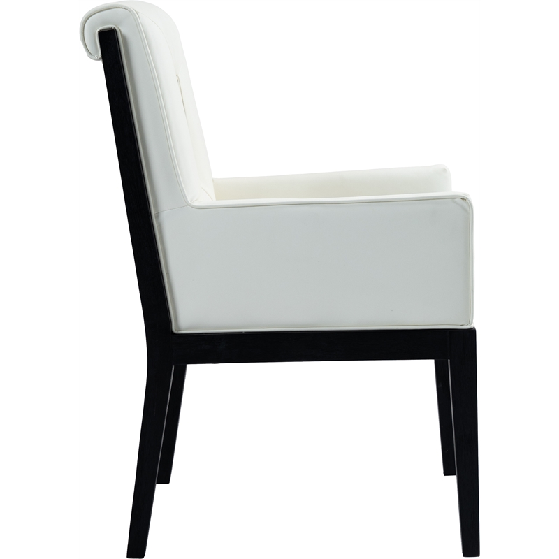 Bowery Hill Contemporary Cream Vegan Leather Dining Arm Chair