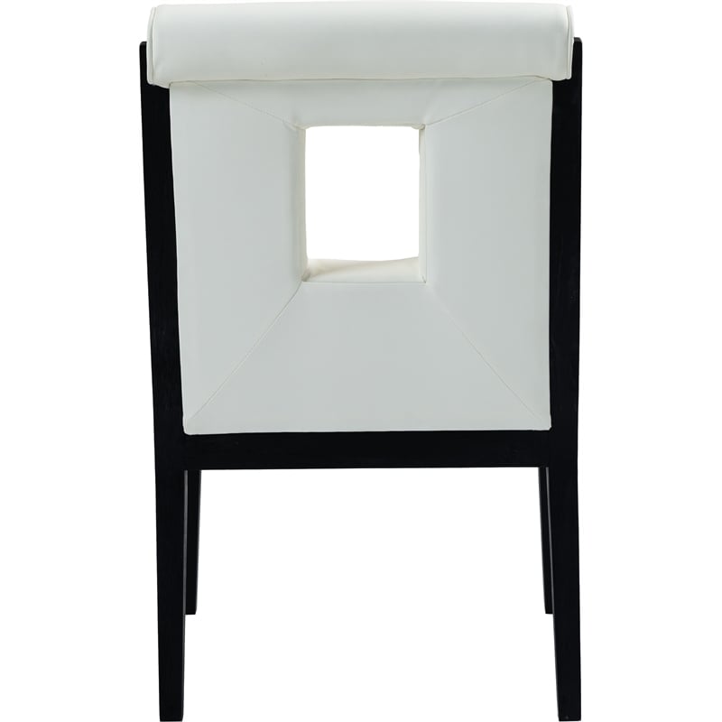 Bowery Hill Contemporary Cream Vegan Leather Dining Arm Chair