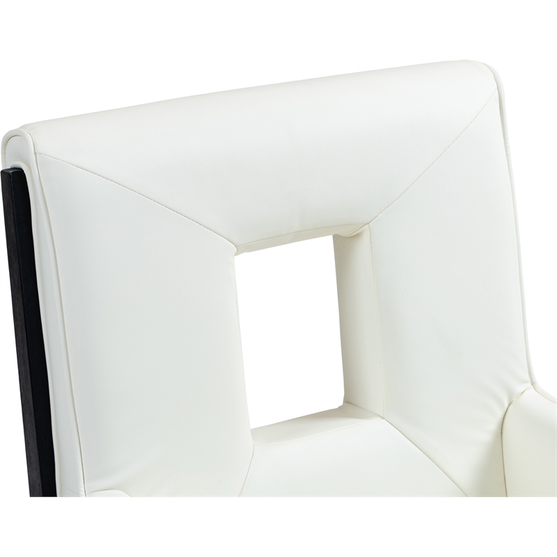 Bowery Hill Contemporary Cream Vegan Leather Dining Arm Chair