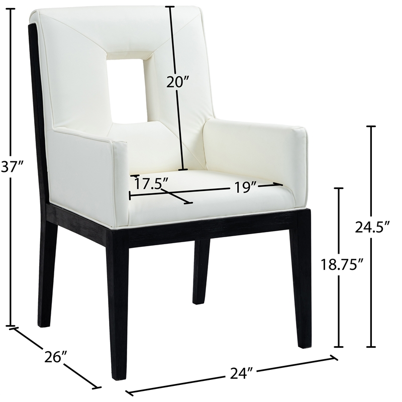 Bowery Hill Contemporary Cream Vegan Leather Dining Arm Chair