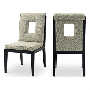 Bowery Hill Contemporary Green Linen Textured Dining Side Chair (Set of 2)