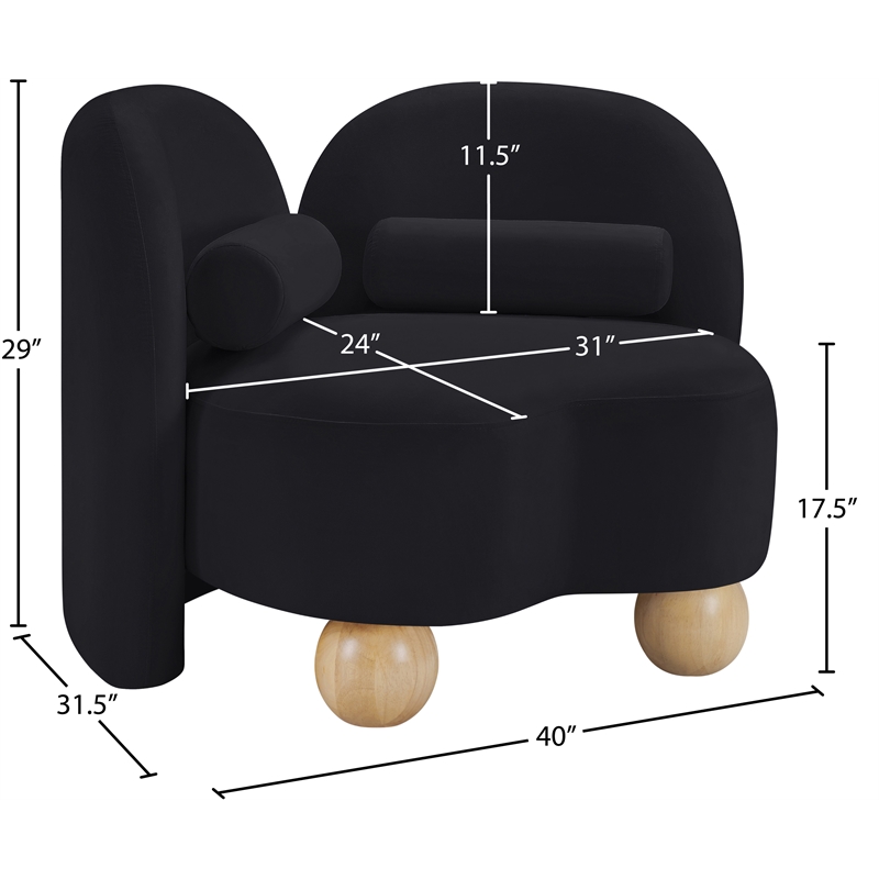 Bowery Hill Contemporary Solid Wood Frame Rich Black Durable Velvet Chair