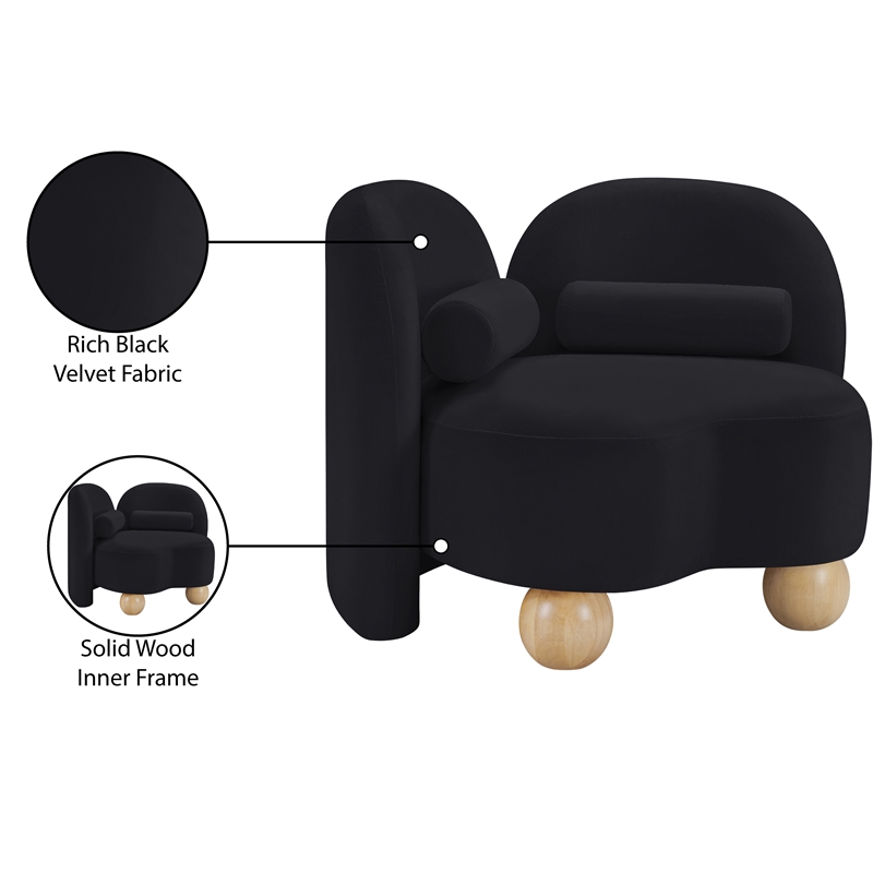 Bowery Hill Contemporary Solid Wood Frame Rich Black Durable Velvet Chair