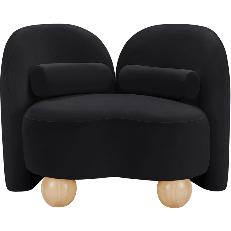 Bowery Hill Contemporary Solid Wood Frame Rich Black Durable Velvet Chair