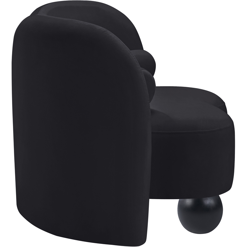Bowery Hill Contemporary Solid Wood Frame Rich Black Durable Velvet Chair