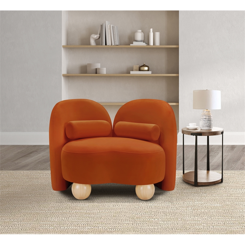 Bowery Hill Contemporary Solid Wood Frame Rich Cognac Durable Velvet Chair