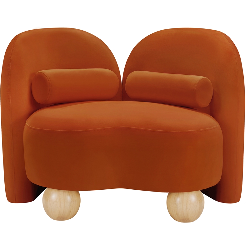 Bowery Hill Contemporary Solid Wood Frame Rich Cognac Durable Velvet Chair