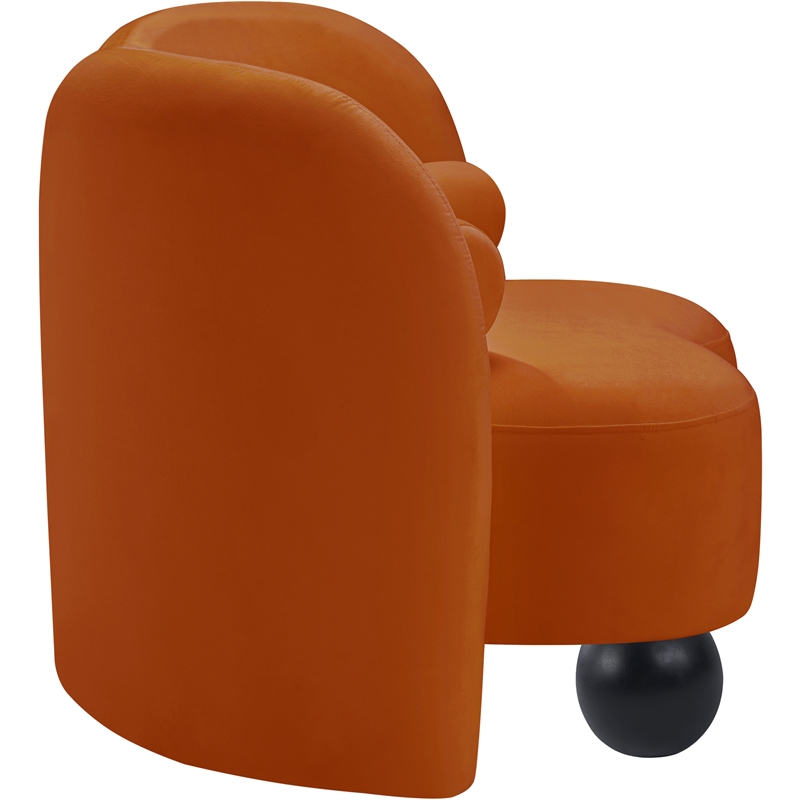 Bowery Hill Contemporary Solid Wood Frame Rich Cognac Durable Velvet Chair