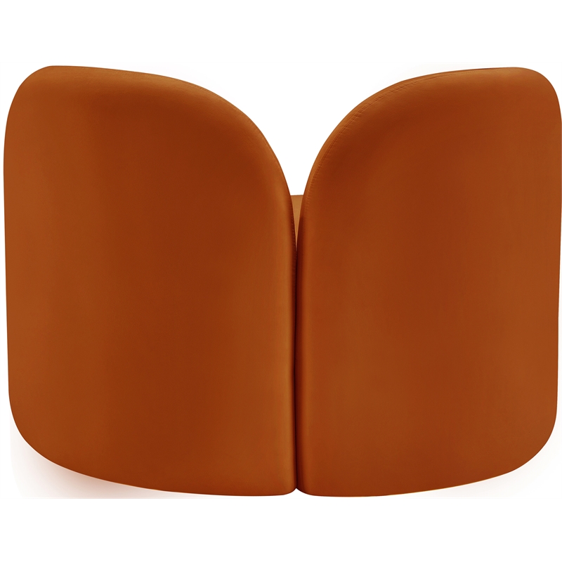 Bowery Hill Contemporary Solid Wood Frame Rich Cognac Durable Velvet Chair
