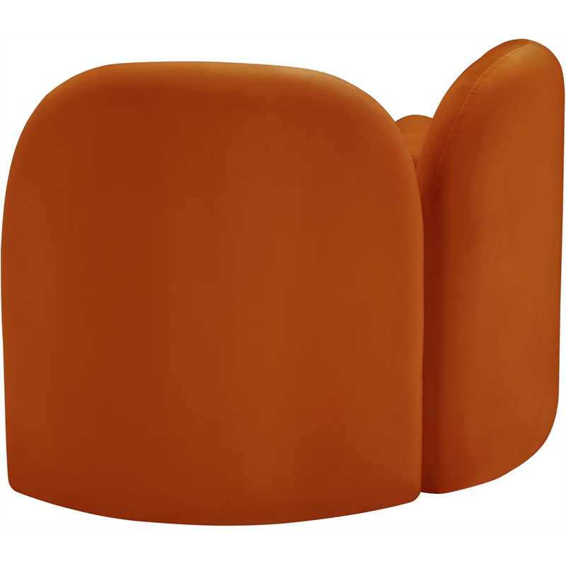 Bowery Hill Contemporary Solid Wood Frame Rich Cognac Durable Velvet Chair